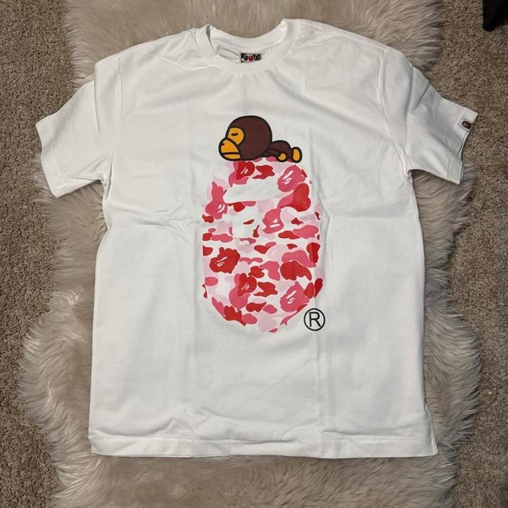 Bape white t shirt with red
